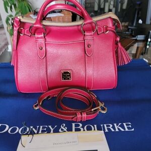 Dooney & Bourke  Raspberry  Pebble Leather Satchel with Tassel